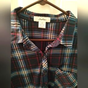 Women's Plaid Button Down Shirt - Blue and Red - by Love Potion Size 2X